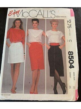 McCall's Misses Skirt Sewing Pattern Size 10 8504 Uncut